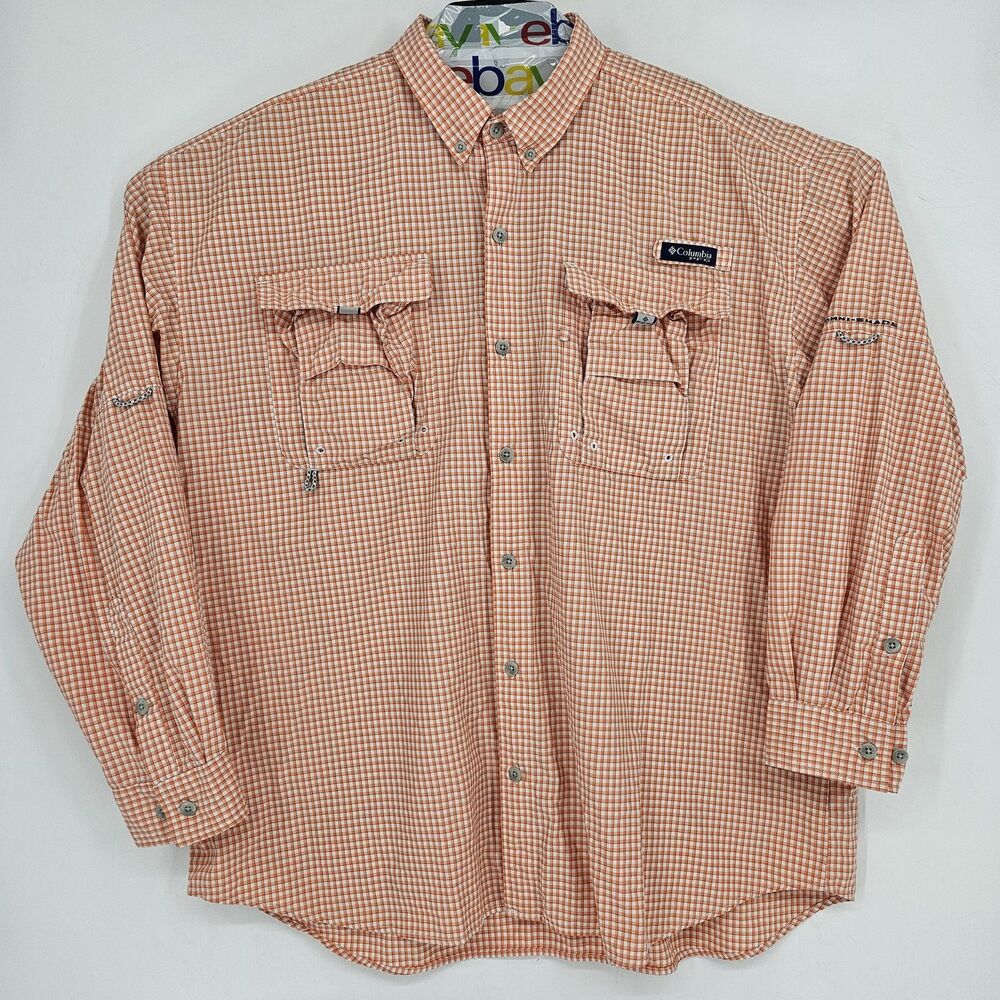 Columbia Super Bahama Shirt Mens XL Plaid Omni-Shade Fishing Outdoor Performance
